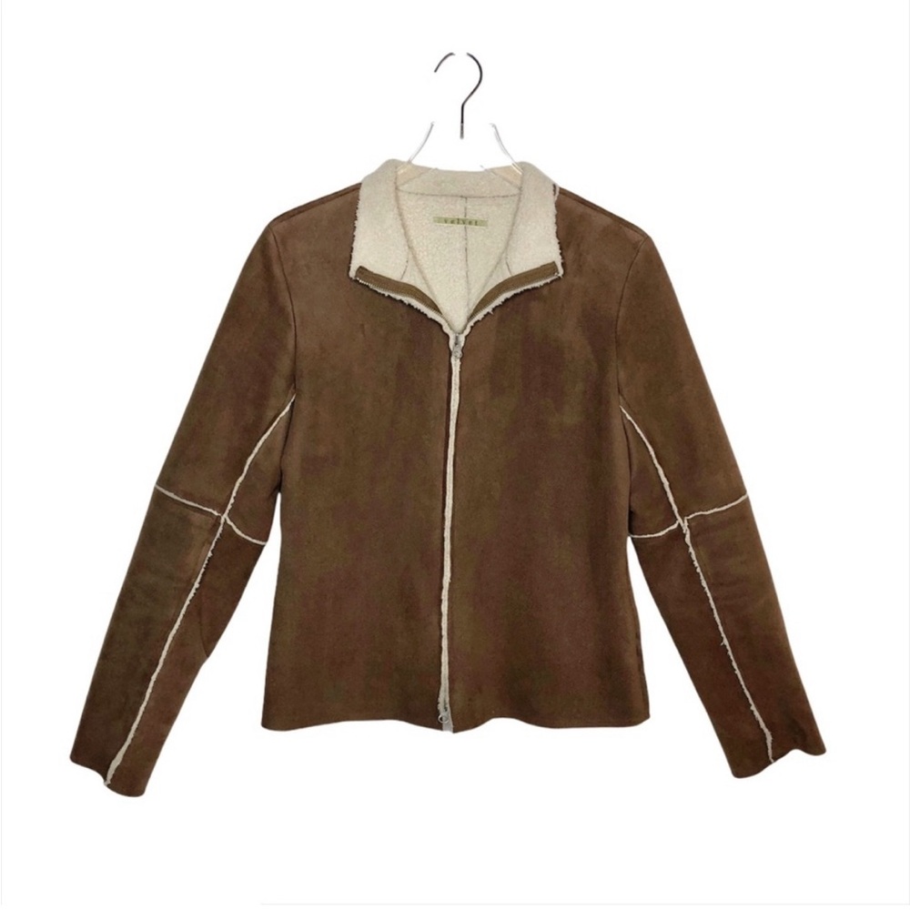 Velvet By Graham & Spencer Faux Shearling Taupe Jacket Sz M